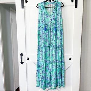 Lilly Pulitzer Malone Maxi Dress Cabana Keepin It Reel Size XXL Plus